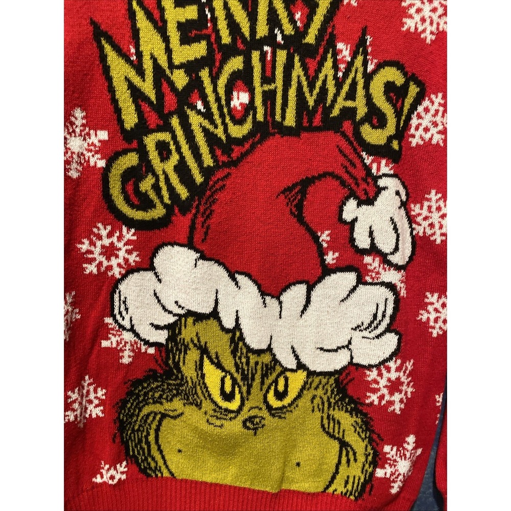 Merry Grinchmas Sweater Mens Size Large‎ Red - Picture 2 of 3